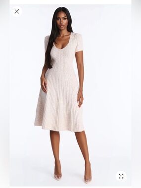Fashion Nova Tyra Cable Knit A-Line Midi Skirt - Cream